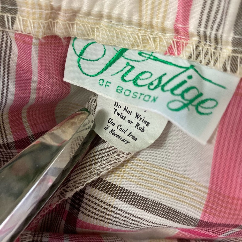Vintage 70s Pink Plaid Tartan High Rise‎ Wide Leg Flare Pants // Size 10 Medium - Picture 5 of 7